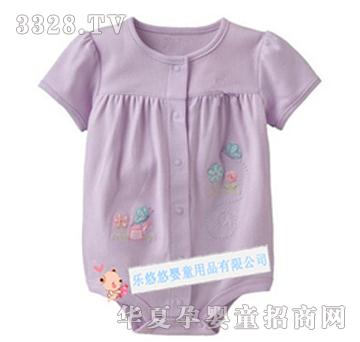 卡特纯棉三角花边袖哈衣