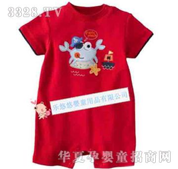 卡特红色螃蟹爬服