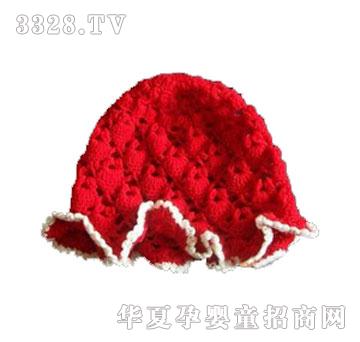 锦绣红色手钩童帽