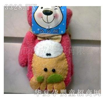 百成粉色小熊儿童手套