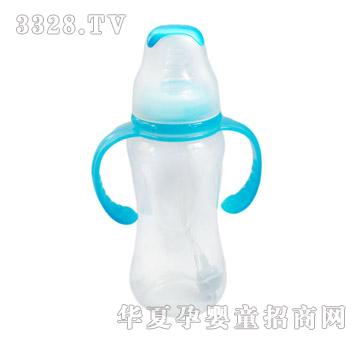 亲恩8安标口径花型双柄自动PP奶瓶（兰色）