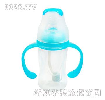 亲恩4安标口径花型双柄自动PP奶瓶（兰色）