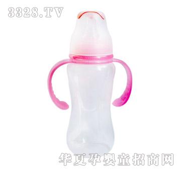 亲恩8安标口径花型双柄PP奶瓶（粉色）