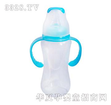 亲恩8安标口径花型双柄PP奶瓶（兰色）