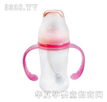 亲恩4安标口花型双柄自动PP奶瓶（粉红）