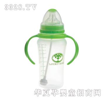 可爱小鸭PP宽口径苹果型自动手把大奶瓶300ml