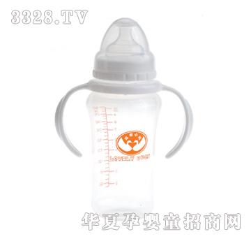可爱小鸭PP宽口径苹果型手把大奶瓶300ml