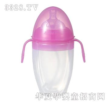 Happy Bee哈皮贝粉色防胀气硅胶奶瓶270ml