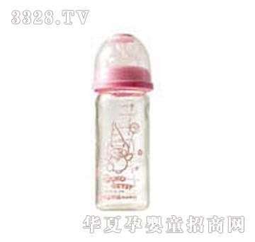 蓝色企鹅宽口玻璃奶瓶240cc