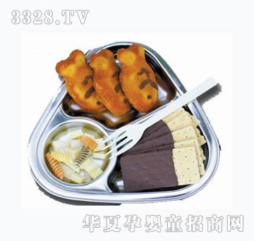 朗维儿童三格抗菌不锈钢餐盘