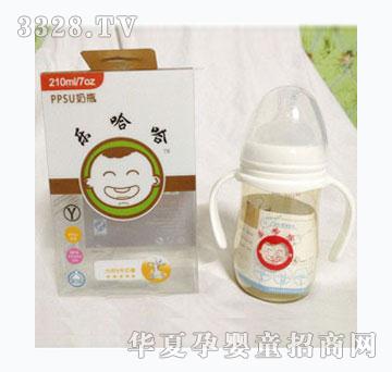 乐哈哈PPSU宽口弧形带柄奶瓶210ml