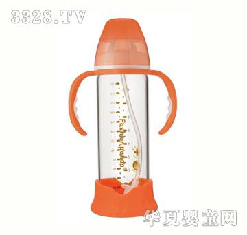 彩色熊猫标口晶钻防爆直身+自动吸管+握把240ml