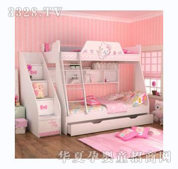 酷漫居HelloKitty爱美丽1.21.5米高低床（全木架）