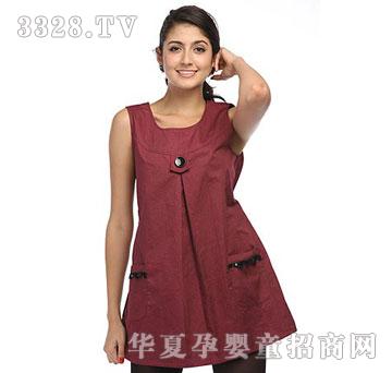 优加黑色亮片防辐射孕妇服枣红色